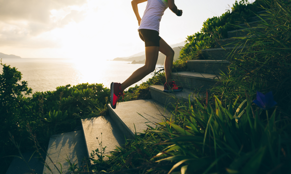 person climbing stairs for fitness