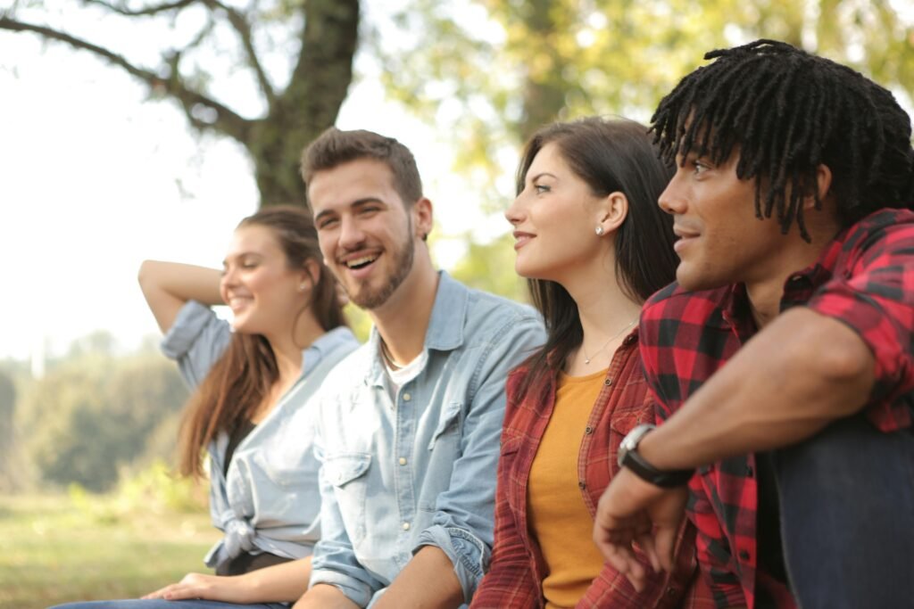 people smiling with good fitness and mental health